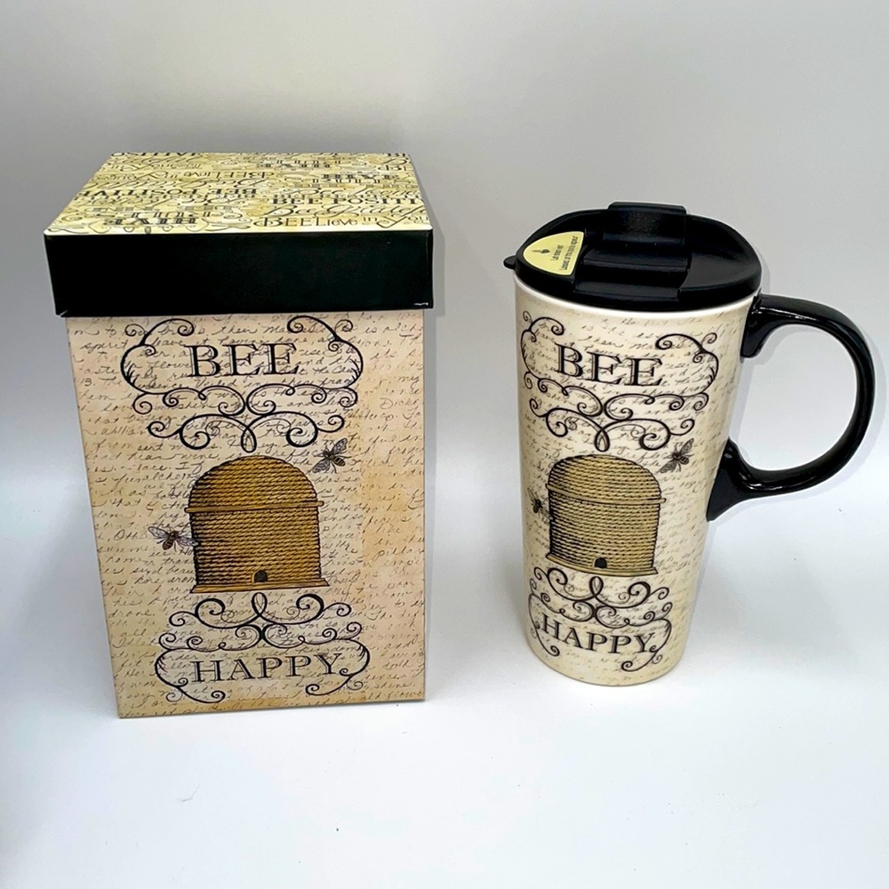 - Cypress Refresh “Bee Happy” Ceramic Mug with Decorative Box